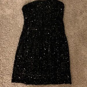 Fashion Nova Strapless Black Sequin Dress